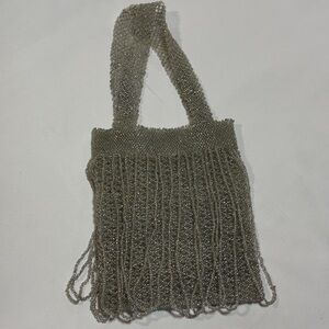 Vintage Silver Beaded Mini Handbag Evening Bag Y2K Micro Purse